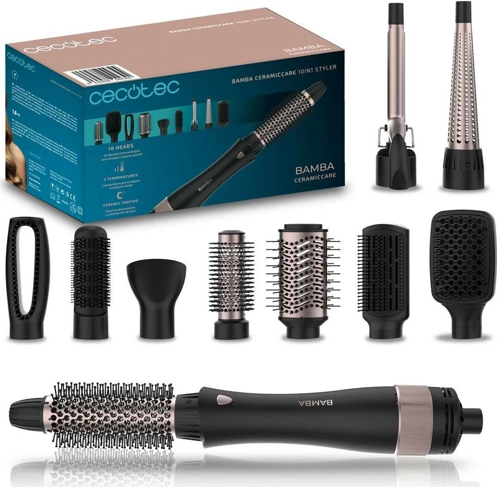 Tharëse flokësh Cecotec Bamba CeramicCare 10in1 Styler, e zezë