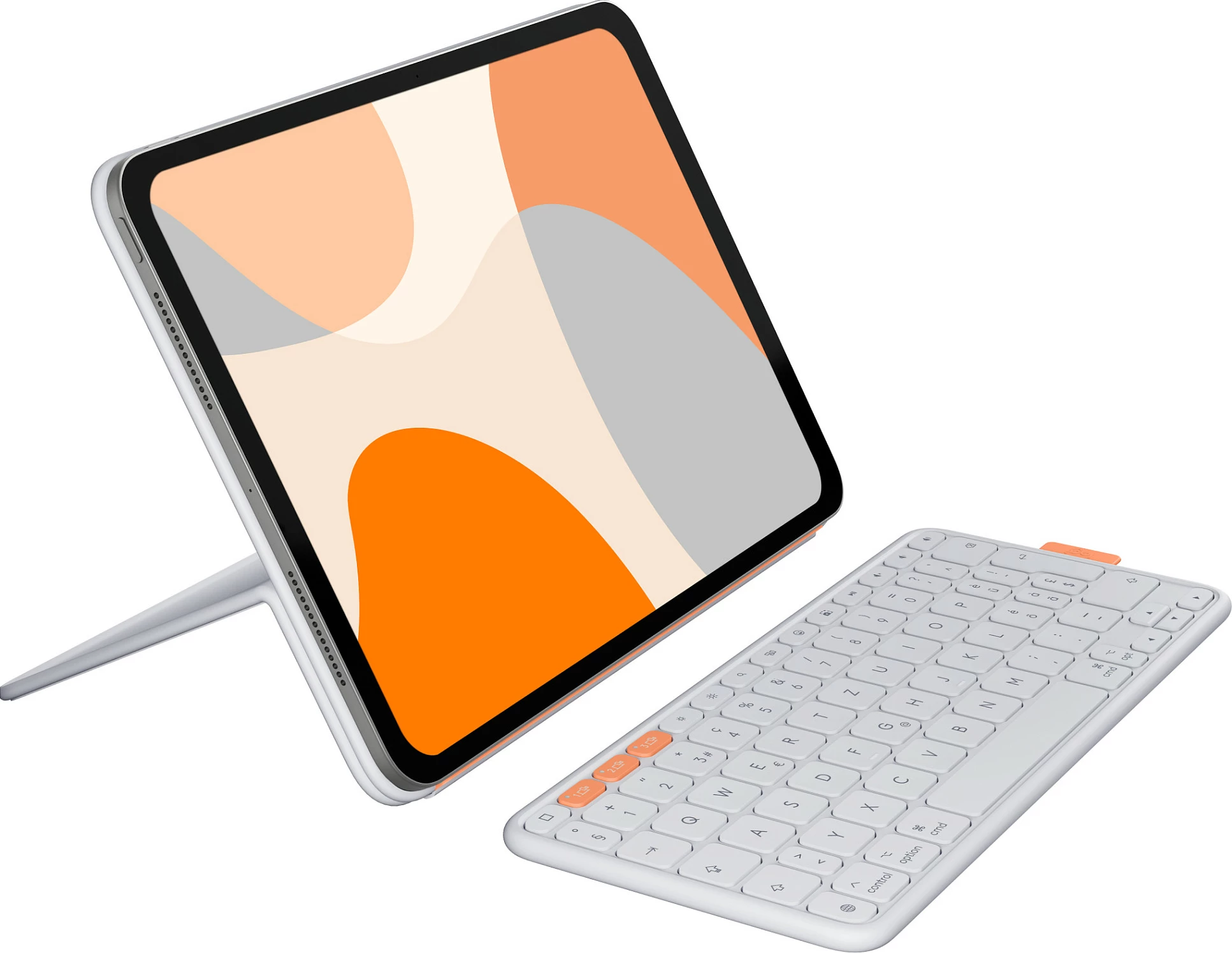 Mbështjellës me tastierë Logitech Flip Folio, për iPad 11", Bluetooth, QWERTZ (Swiss), gri e çelët