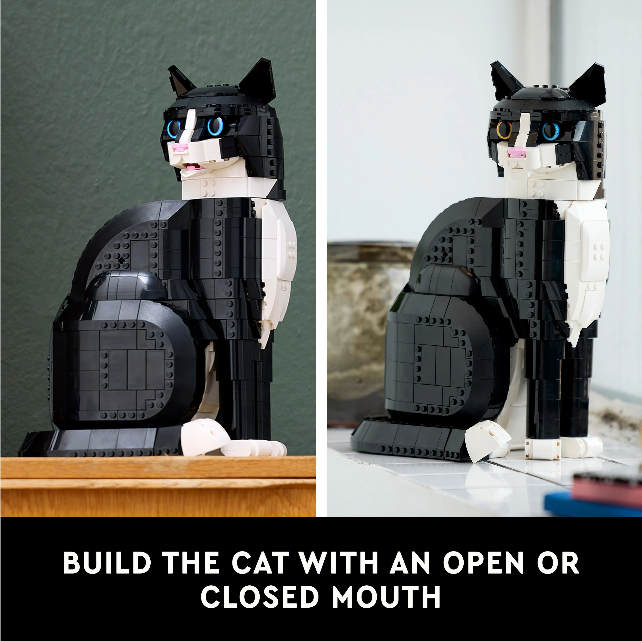 Set ndërtimi LEGO Ideas Tuxedo Cat 21349, 1710 pjesë, 18+, zi/bardhë