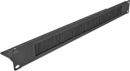 Panel menaxhimi kabllosh DeLOCK 19" 1U me furçë, metal/nylon, i zi