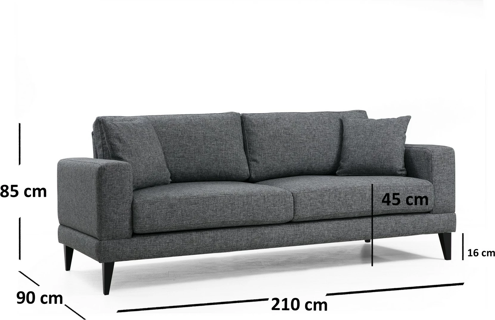 Divan-krevat treshe, ngjyrë gri e errët, Atelier del Sofa Nordic