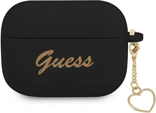Mbështjellës Guess GUAPLSCHSK për AirPods Pro, Charm Heart Collection, Silikon, Zi