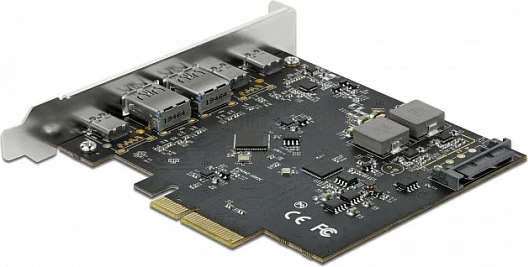 Kartë PCIe DeLOCK, PCI Express x4, 3x USB-C + 2x USB-A, USB 3.2 Gen 2 10Gbps
