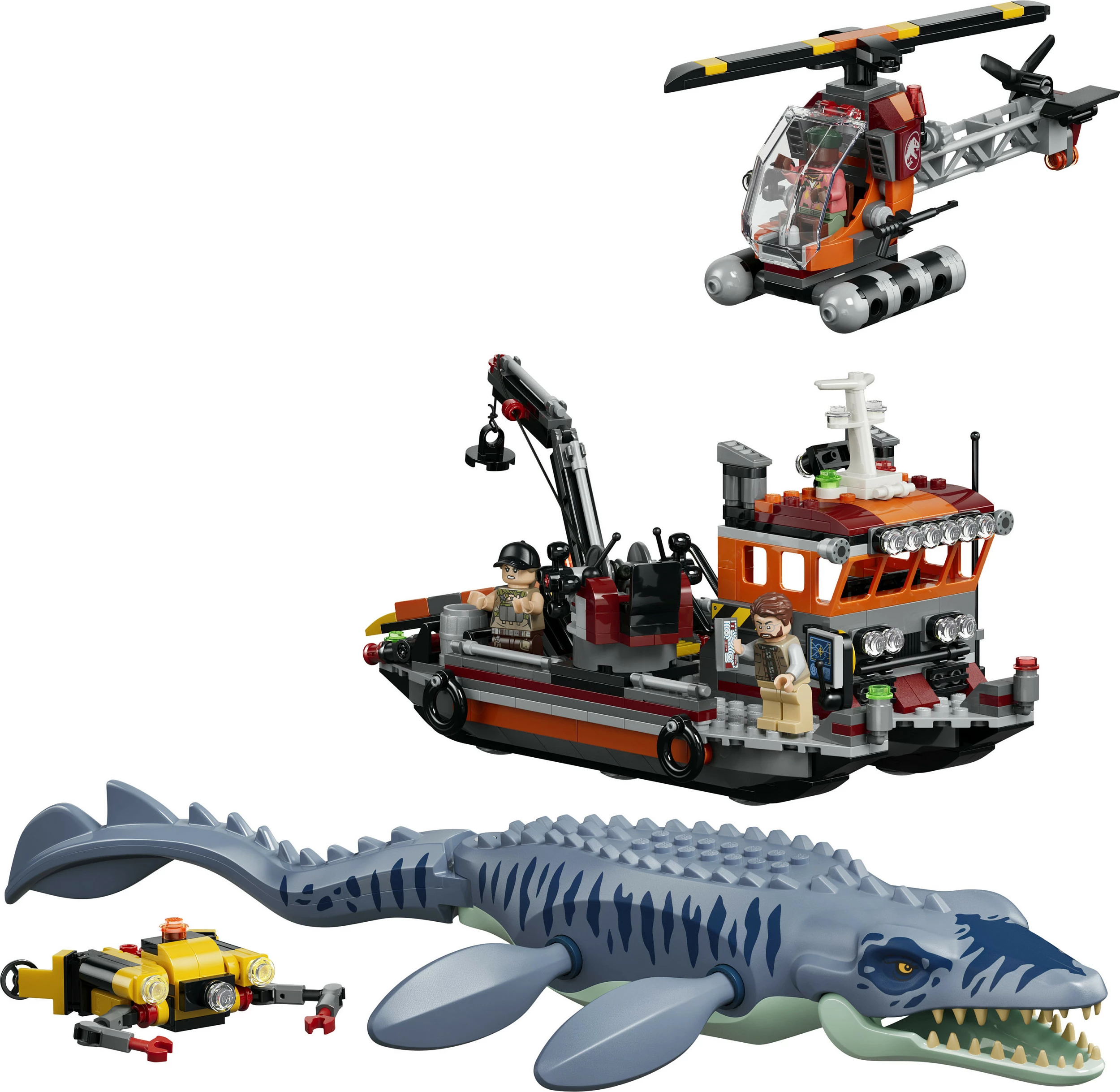 Set LEGO Jurassic World 77983 Mosasaurus Boat Attack, 703 copë