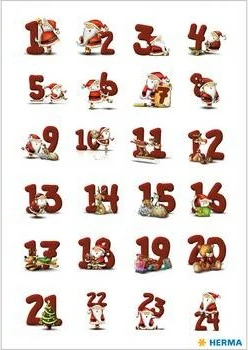 Ngjitësa HERMA, numra biskota xhinxheri, letër, të kuq, 72 copë