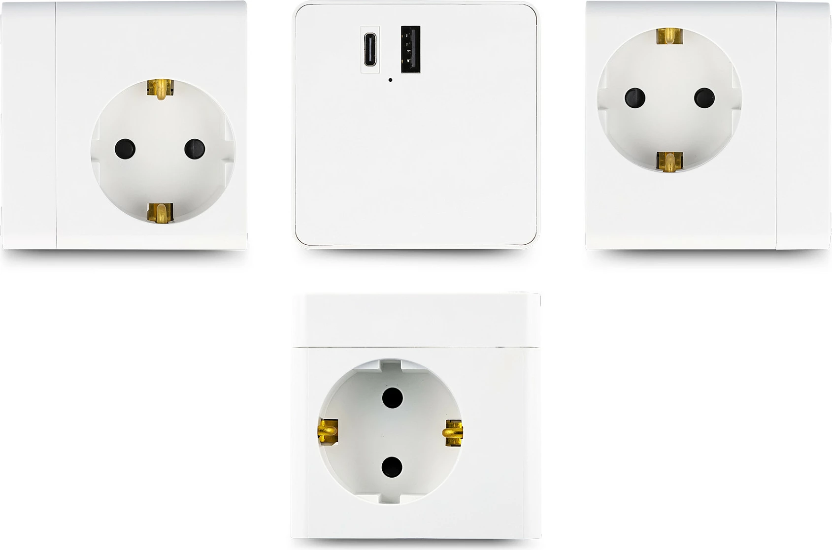 Zgjatues prizash kub DeLOCK 11502, 3x Type F, 2x USB (USB-C PD 20 W), kabllo 1.5 m, i bardhë