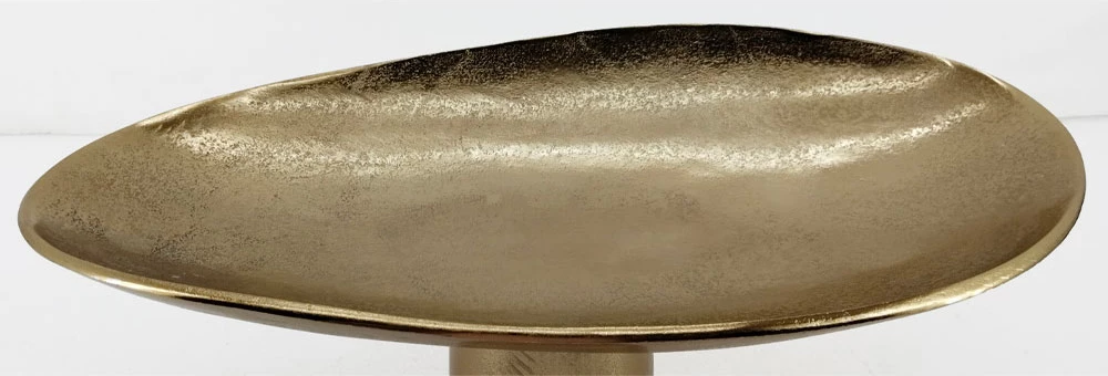 Tabaka dekorative në këmbë, alumin, ngjyrë ari, 46x26x18cm