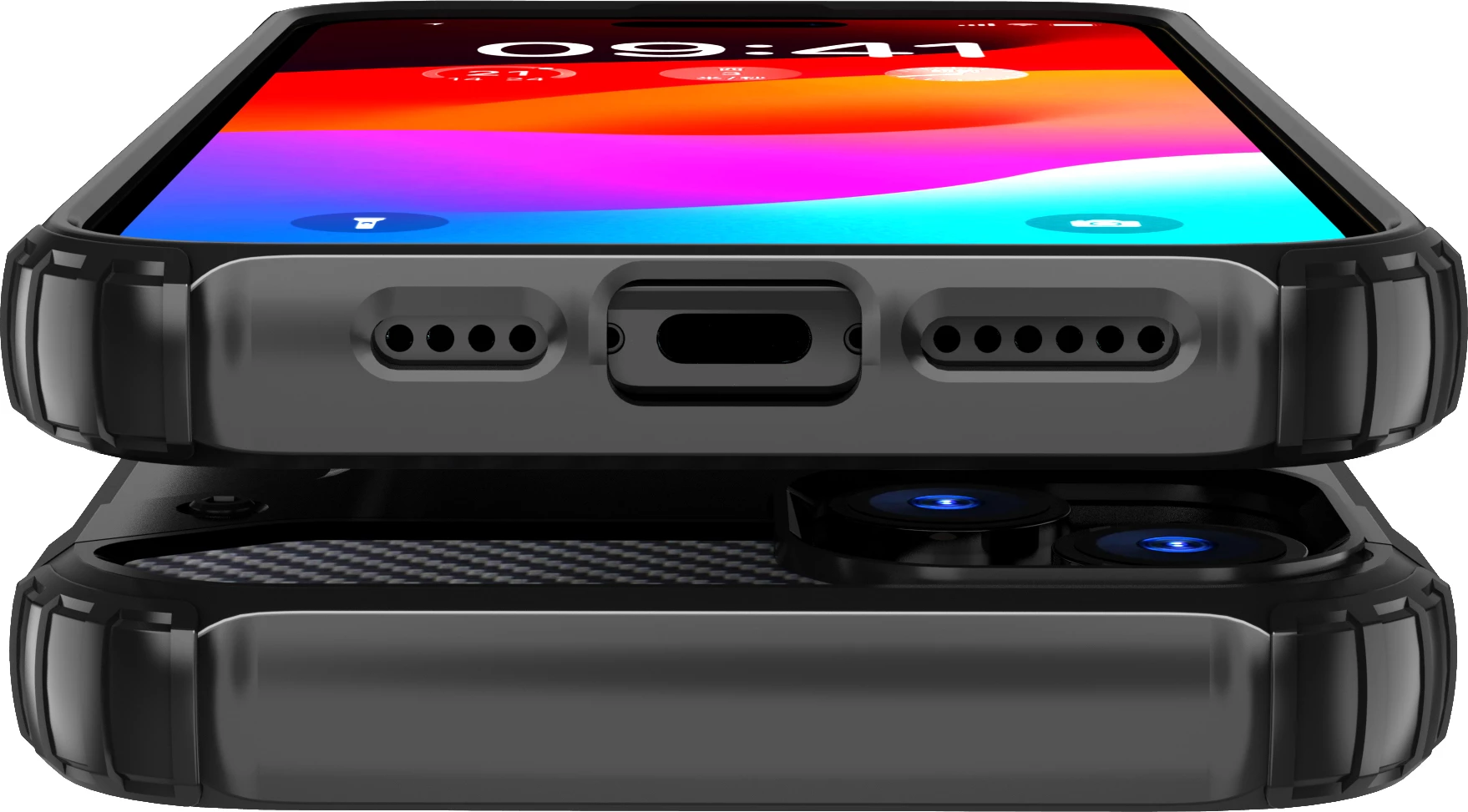 Mbështjellës Hurtel Hybrid Armor për iPhone 15, i zi