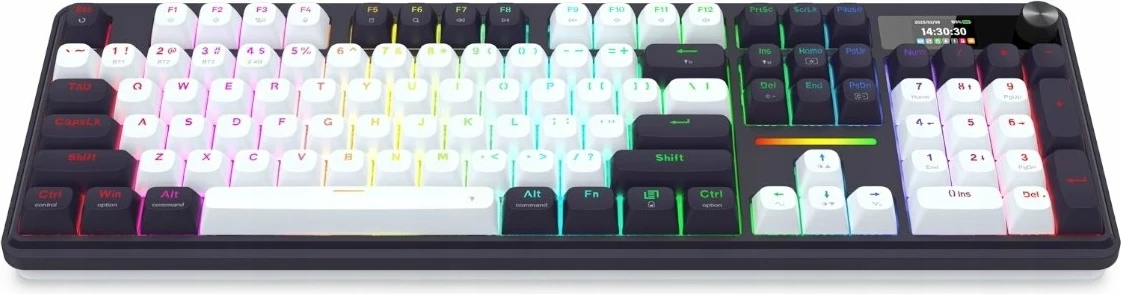 Tastierë gaming mekanike Redragon TERRAFLARE K762WB-RGB-PRO, full-size 104 taste, Bluetooth/2.4GHz/USB, RGB, hot-swap, PBT, bateri 4000mAh, QWERTY US, e zezë, set me receiver 2.4GHz