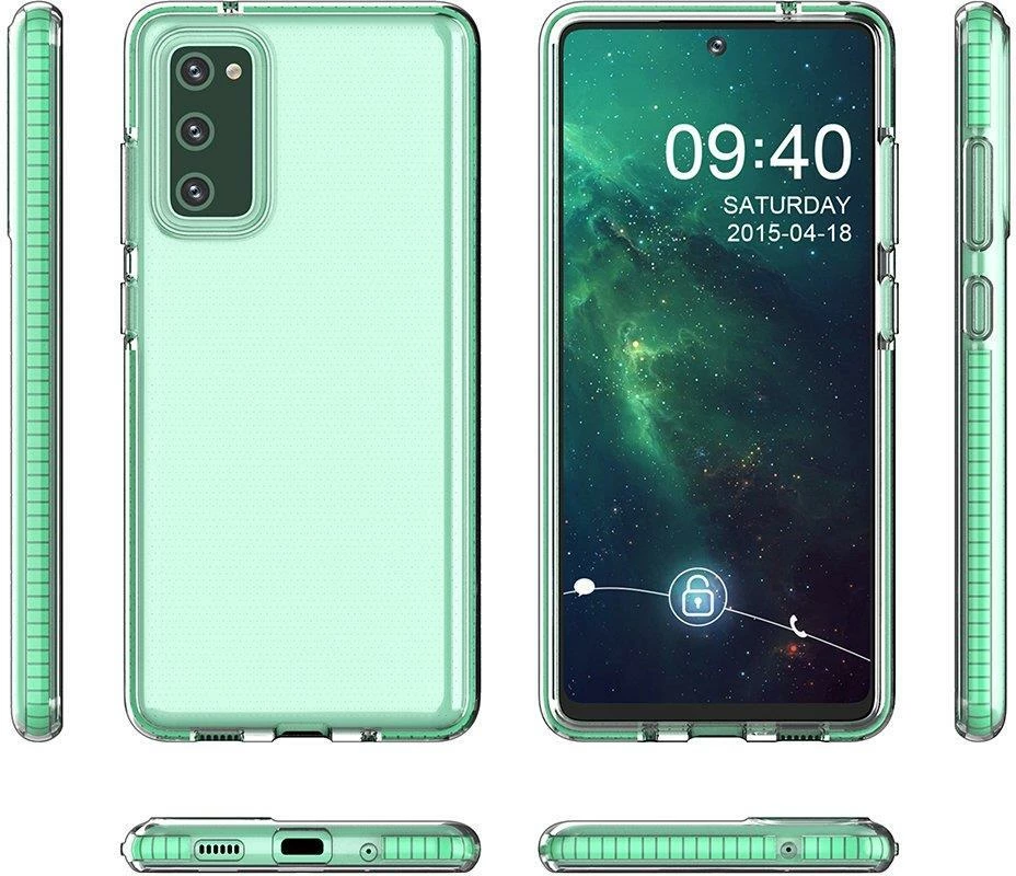Mbështjellës Hurtel Spring Case për Samsung Galaxy A72, TPU, transparent me kornizë kaltër