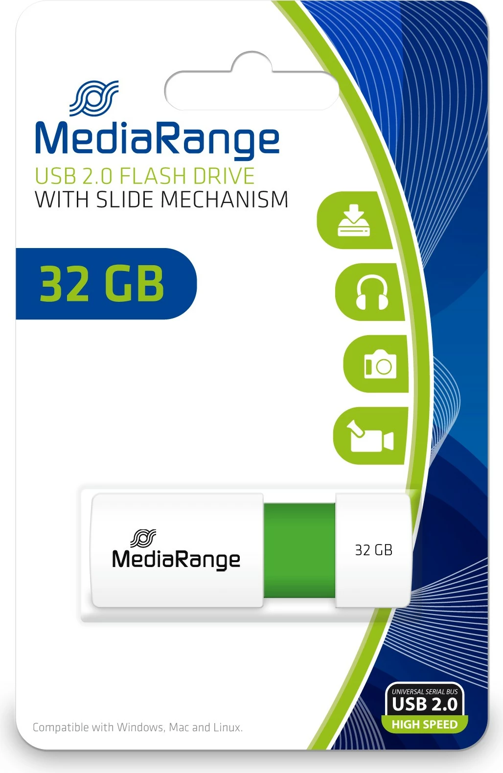 USB stick MEDIARANGE 32GB, ngjyrë e gjelbër