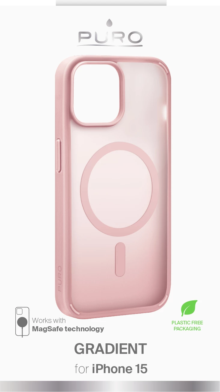 Mbështjellës Puro Gradient MagSafe për iPhone 15, Silikon, Rozë