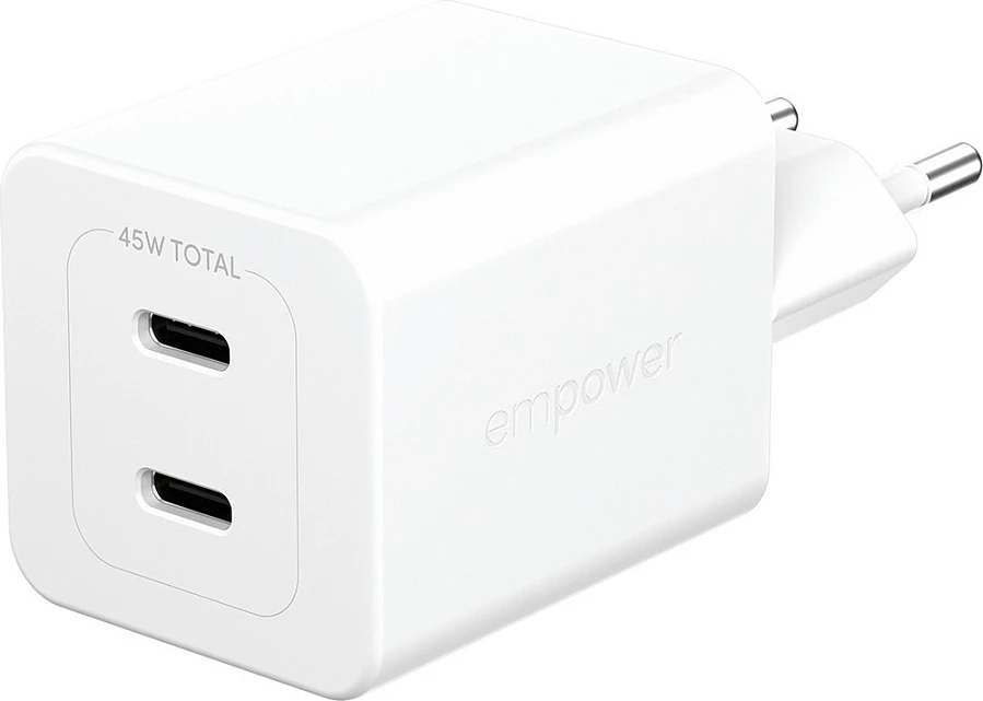 Karikues PanzerGlass empower Turbo 45W, 2x USB-C, EU Plug, i bardhë