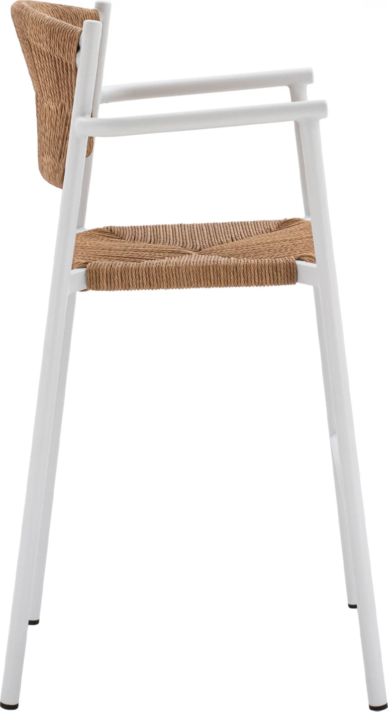 Karrige për bar alumini e bardhë me litar bezhë FH5785.01 56x59x107 cm