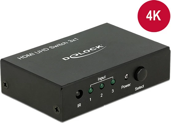 Switch HDMI DeLOCK 18683, 3x1, 4K UHD, 18 Gbit/s, metal, i zi