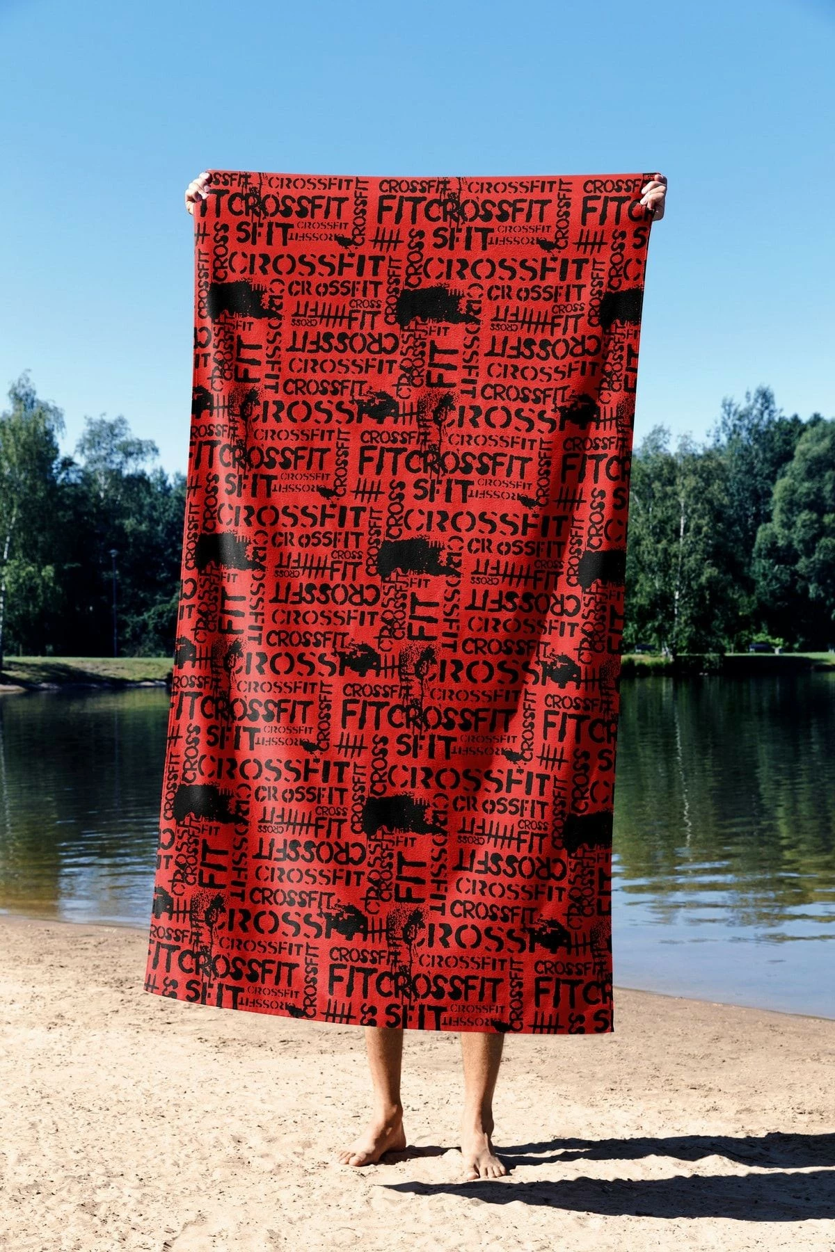 Peshqir plazhi Mijolnir, Crossfit, i kuq, 70x130cm