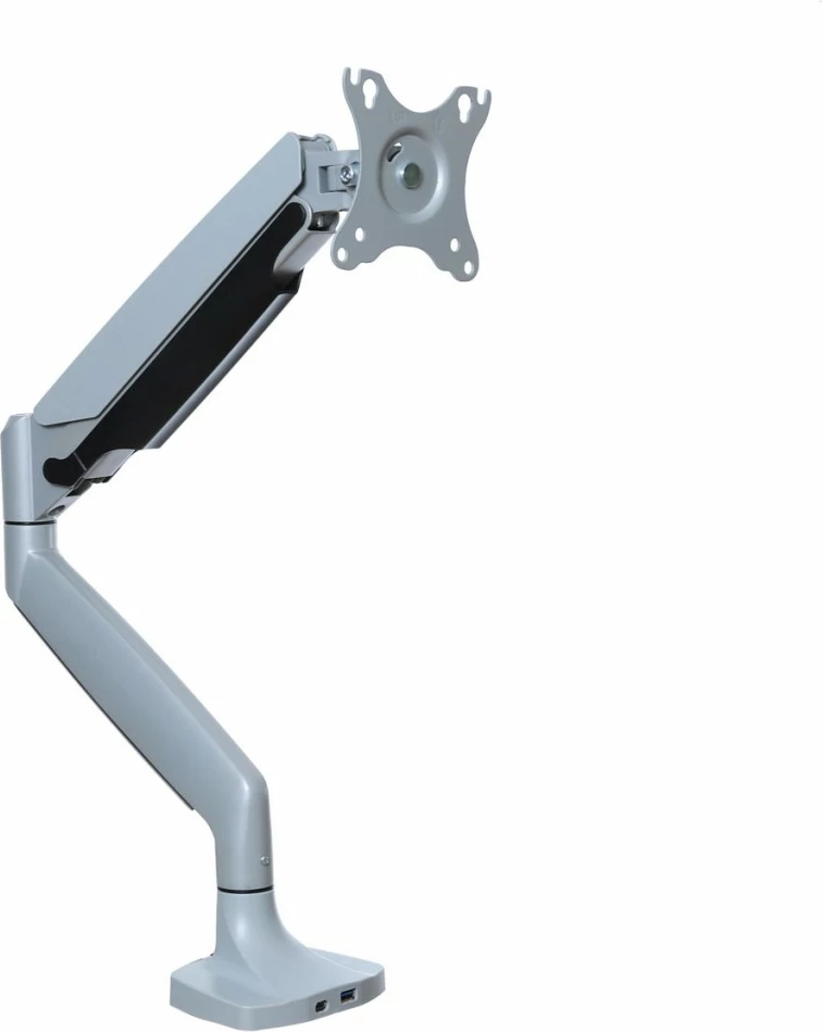 Mbajtëse tavoline me gaz për monitor ART RAMM L-35HD, 17-45", 1xUSB-A 3.0, 1xUSB-C, Gri/Argjend