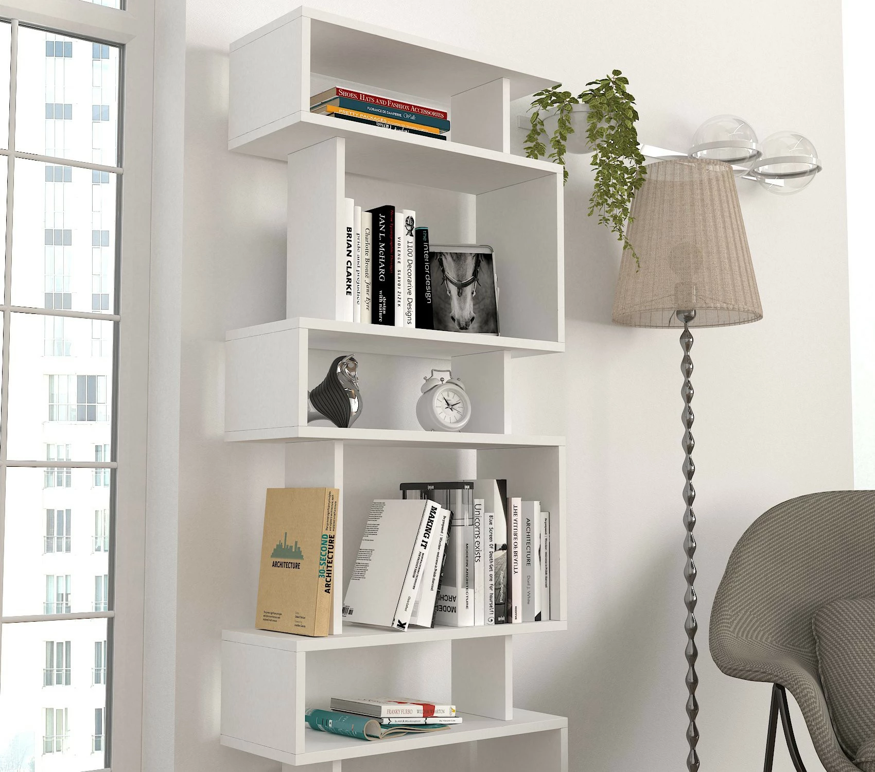 Raft librash Hanah Home, Blok, i bardhë