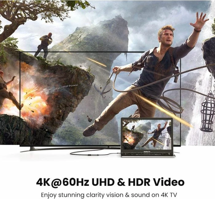 Adapter USB-C në HDMI, UGREEN 70444, HDMI 2.0, 4K@60Hz, HDCP 2.2, 3D, argjend, në kuti