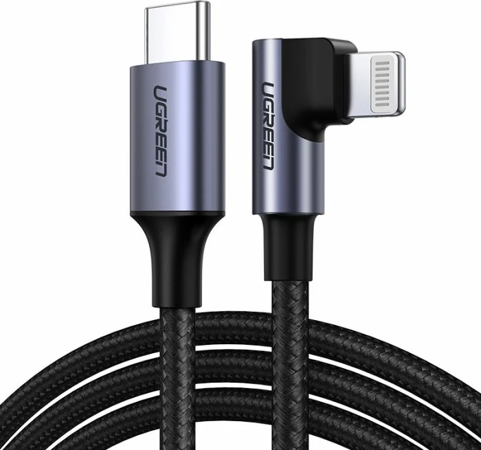 Kabllo spiral USB-C në Lightning UGREEN MFi 60764 1.5m 18W e zezë, box