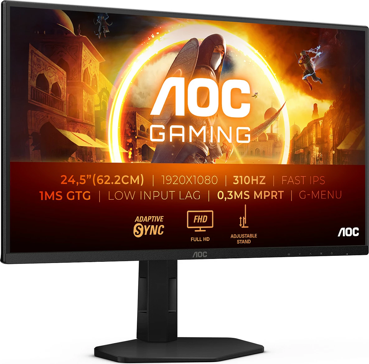 Monitor AOC 25G4SXU 24.5 inç, 310Hz, Full HD, Adaptive Sync, zi/gri