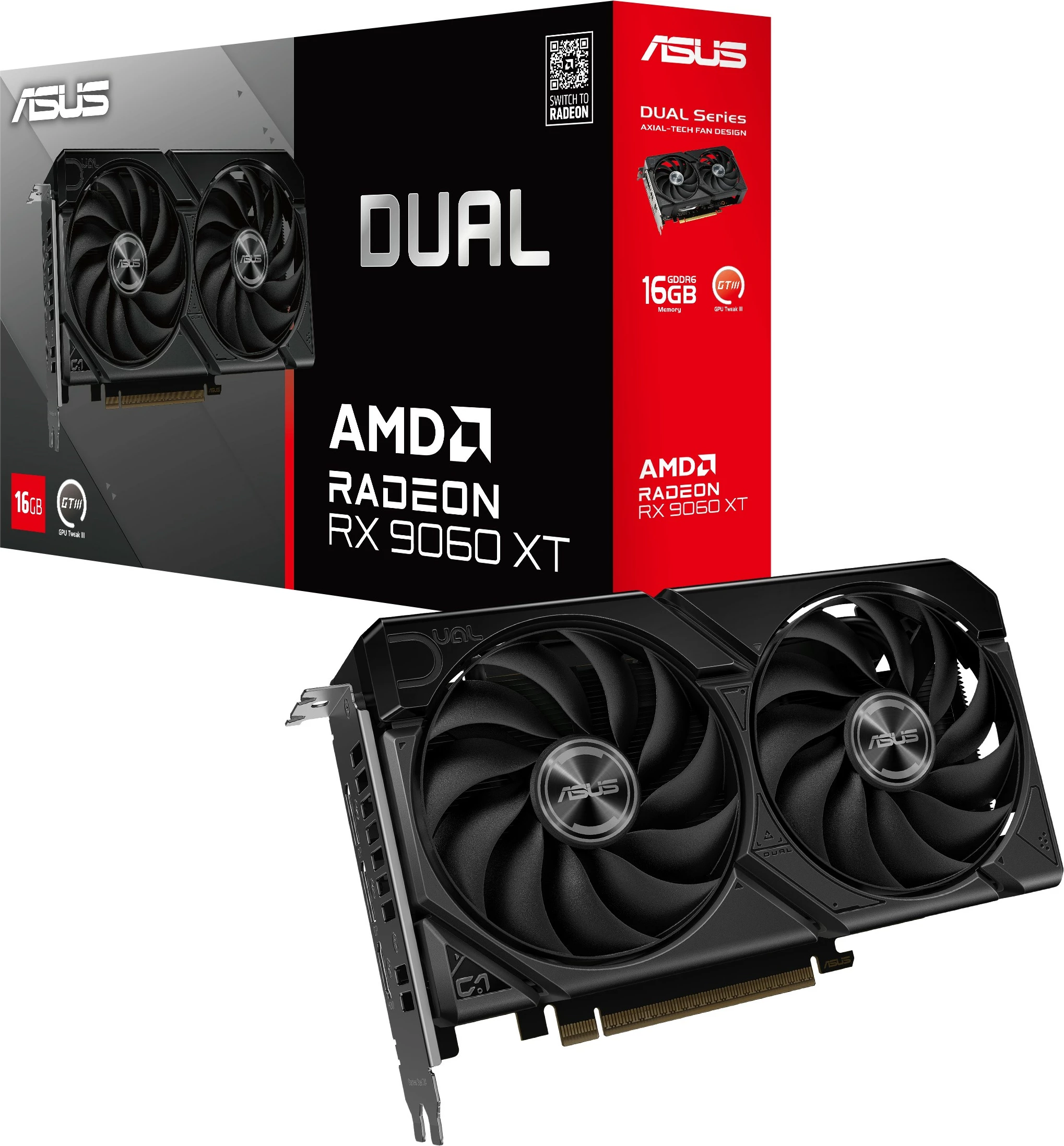 Kartelë grafike ASUS RX 9060 XT 16GB GDDR6 e zezë