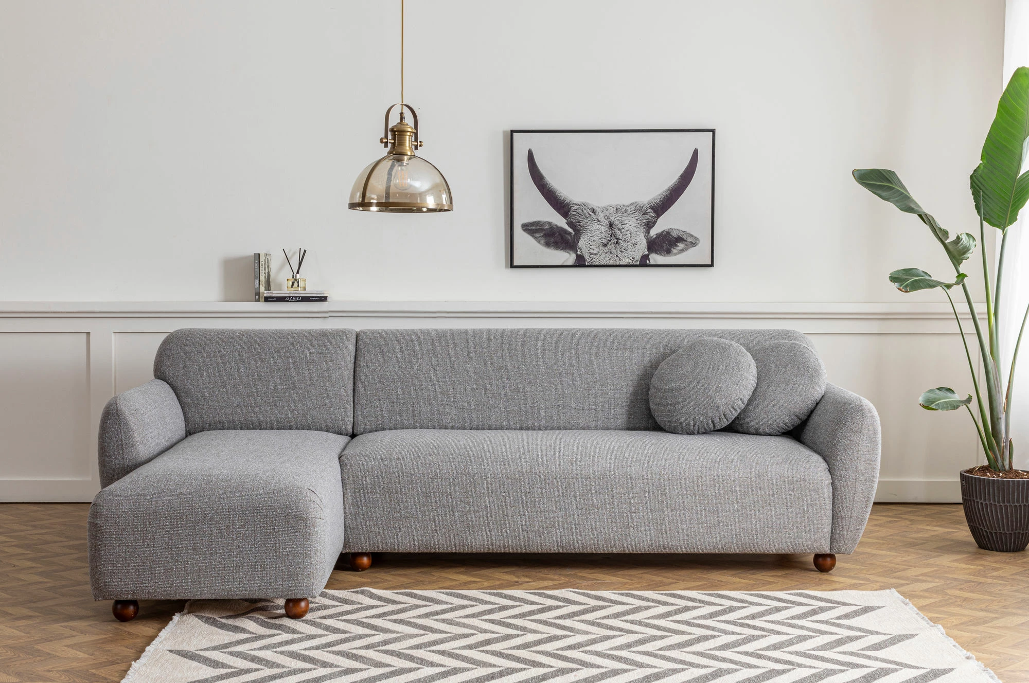 Kënd-sofë Atelier del Sofa, model Eddy Corner (CHL-3R), ngjyrë gri e çelët