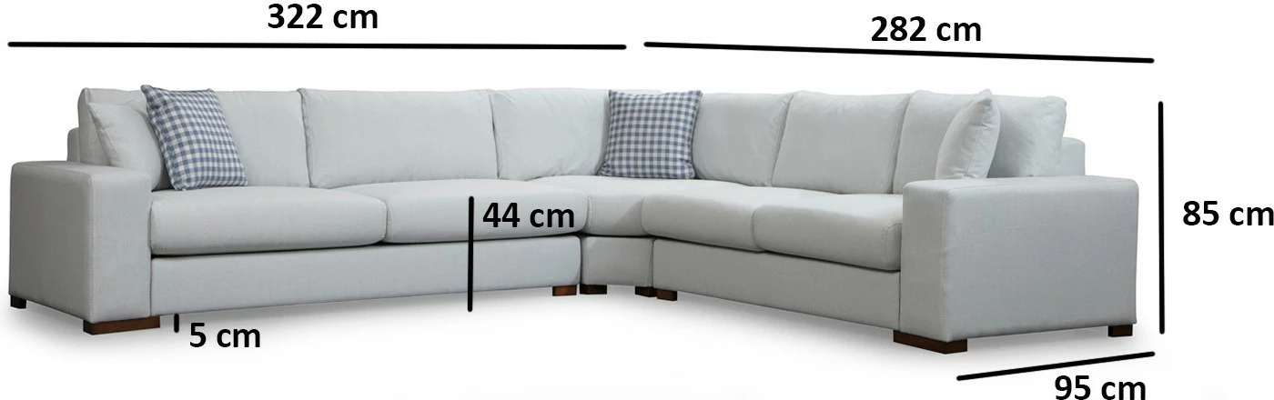 Këndare Atelier del Sofa, Loop 22, ngjyrë bezhë, këmbë druri arre, 282x322cm