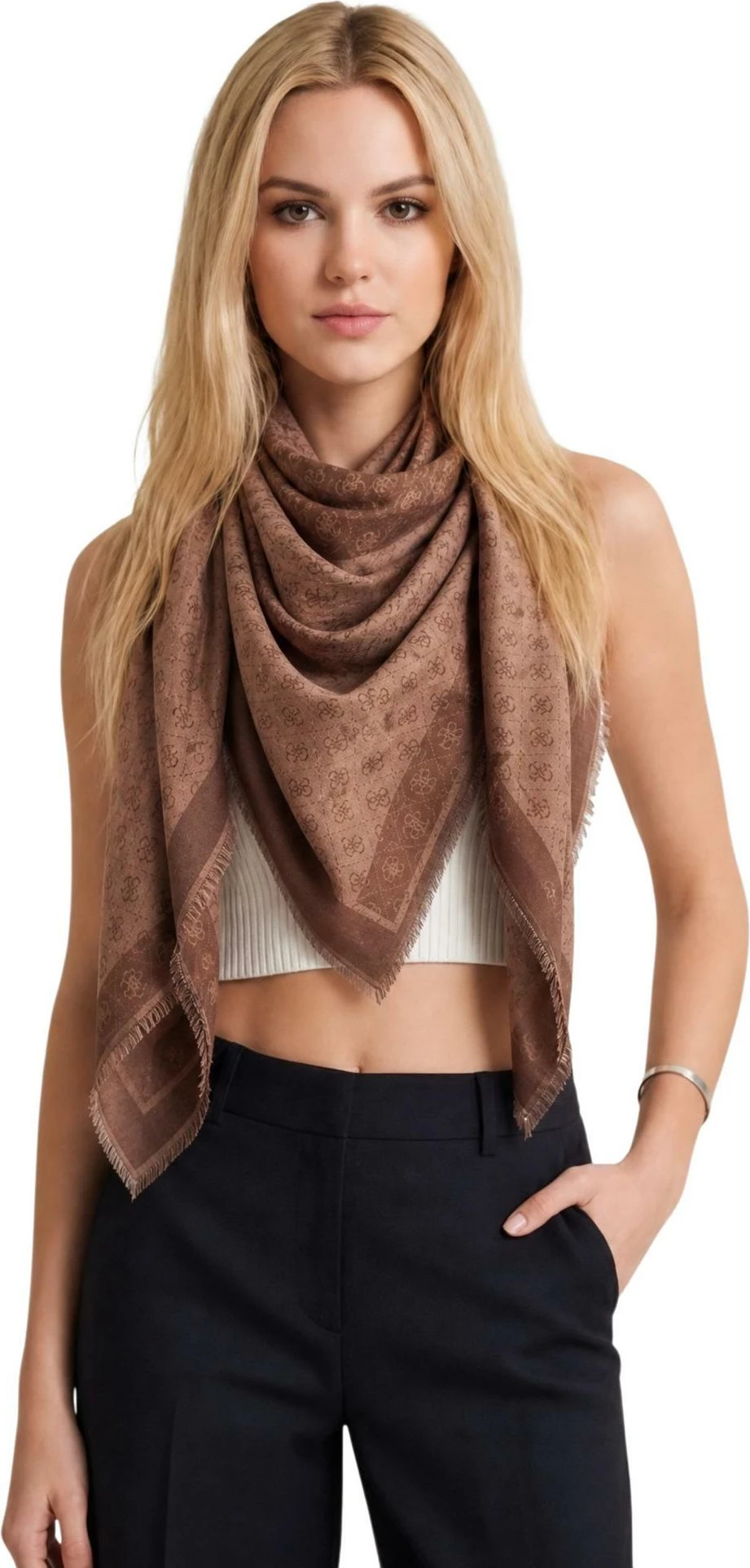 Shall për femra Guess Lindsey Jacquard AW5526 VIS03, kafe