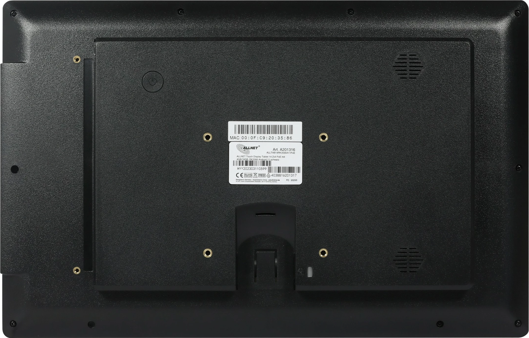 Tablet ALLNET Touch Display 14 Zoll, 4GB/16GB, Android 11, PoE, e zezë