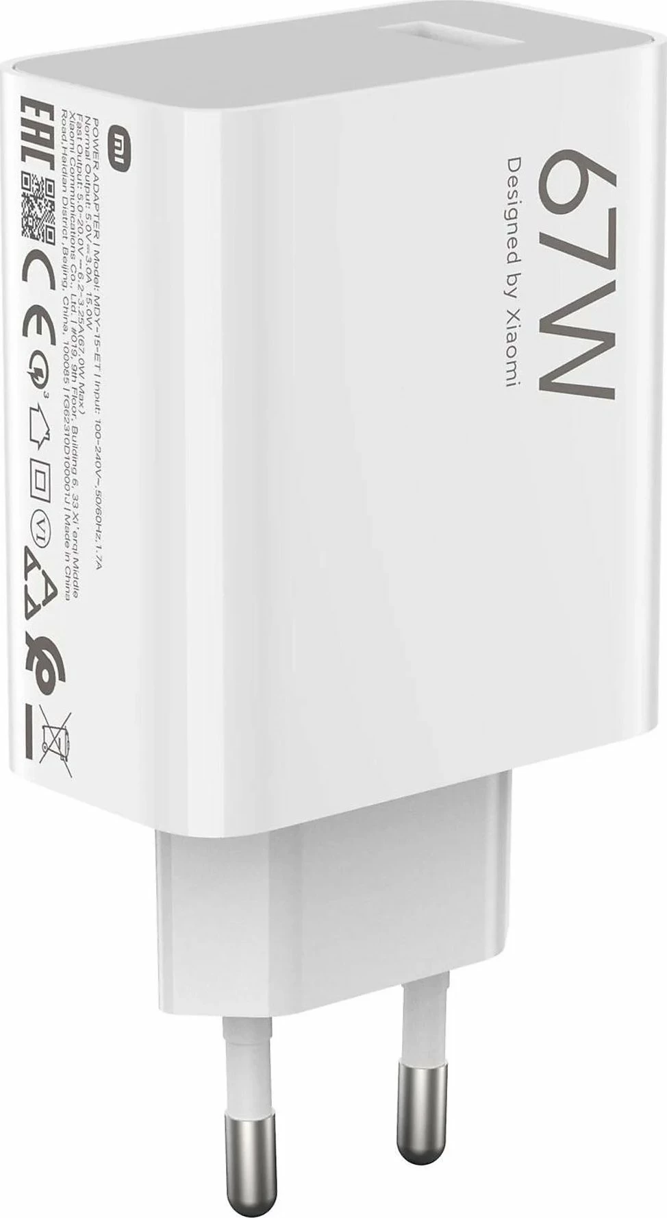 Karikues Xiaomi HyperCharge 67W USB-A MDY-12-EH (BHR6035EU), i bardhë, me kabllo USB-C 1 m