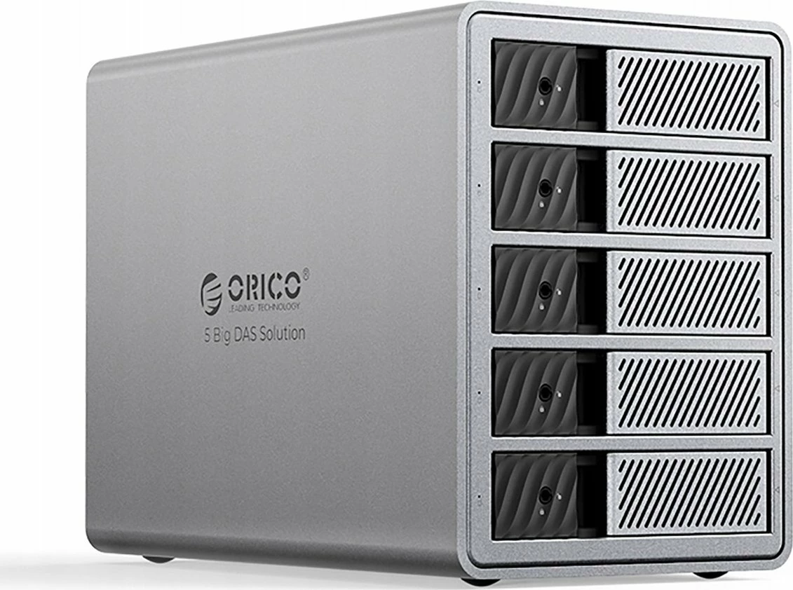 Disk array Orico 9858T3 Thunderbolt 3, 5-bay për 2.5"/3.5" SATA HDD/SSD, 40Gbps, 110TB, gri