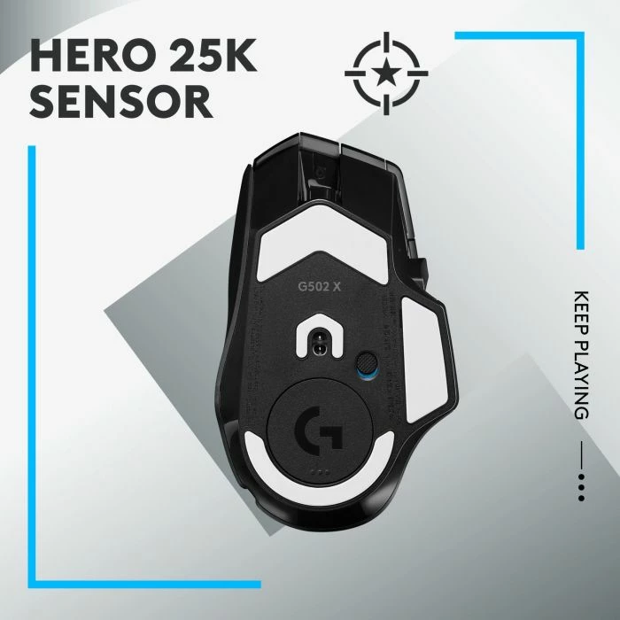 Maus gaming wireless Logitech G502 X LIGHTSPEED 910-006180, HERO 25K 25,600 DPI, 13 butona, USB-C, i zi