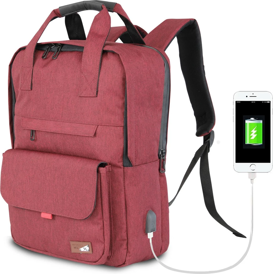 Çantë laptopi Zoozie Bags, ngjyrë e kuqe e errët, 2232