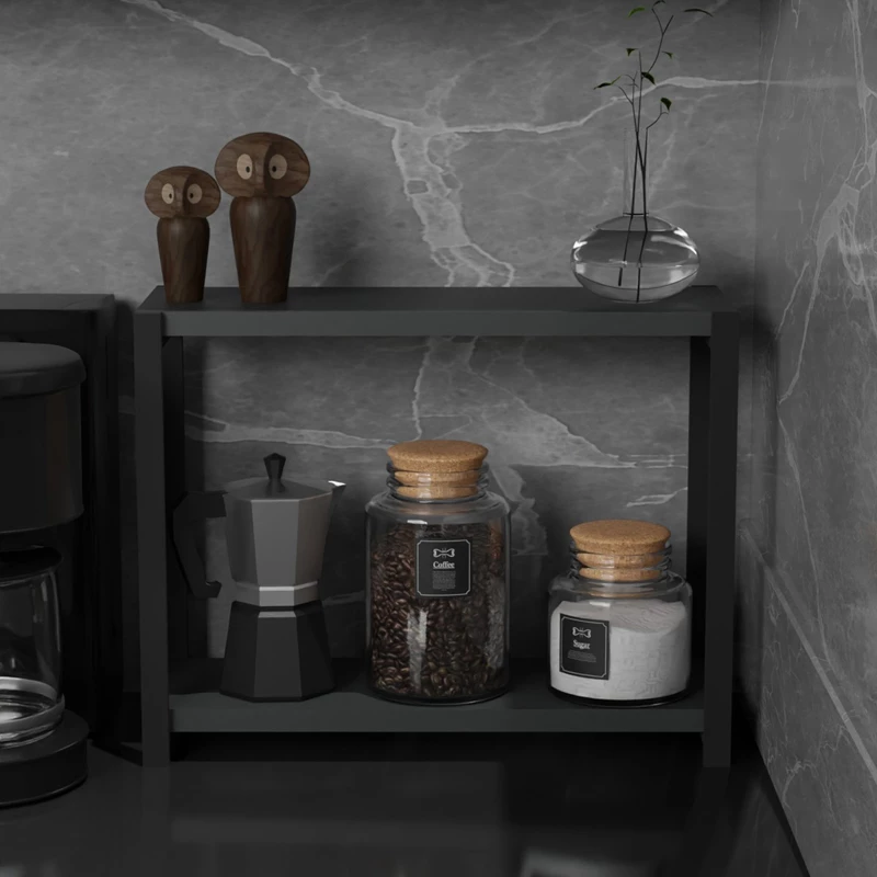 Raft tavoline Lerf, melaminë antracit-metal i zi, 45x17x35cm