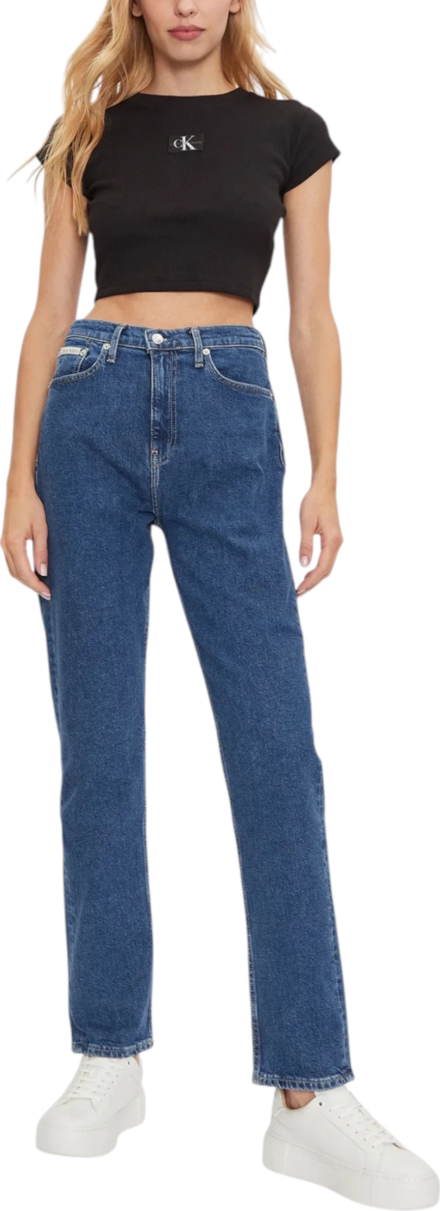 Xhinse për femra Calvin Klein Jeans Authentic Slim Strai J20J224006, blu denim [Madhësia: W26 L34]