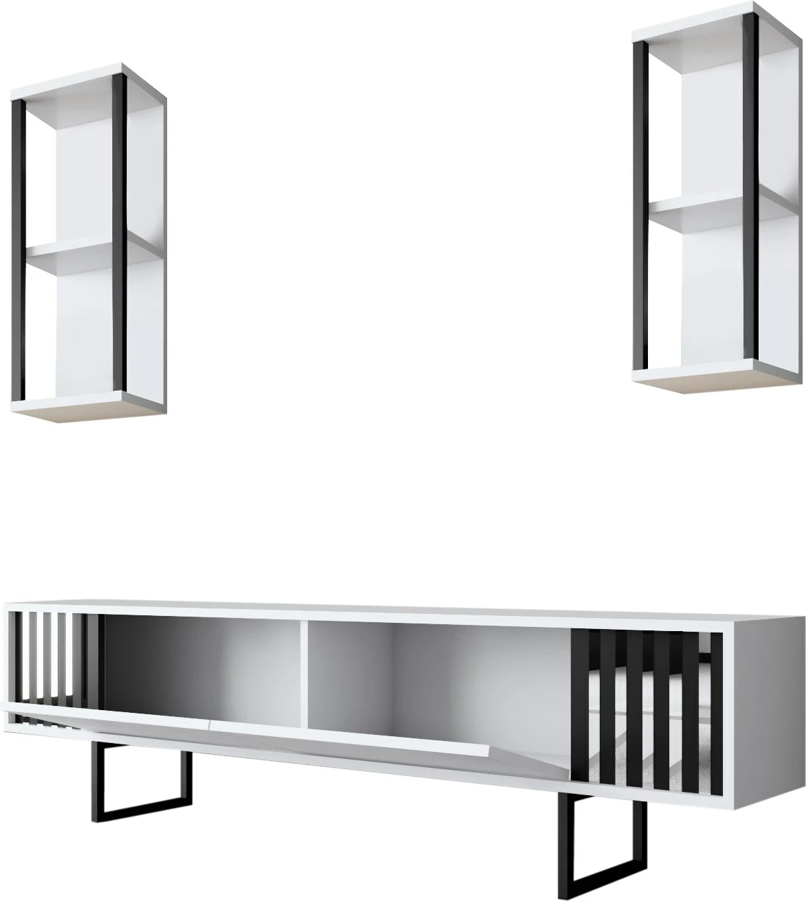 Komodë TV Hanah Home, Chrome Line, e bardhë dhe e zezë
