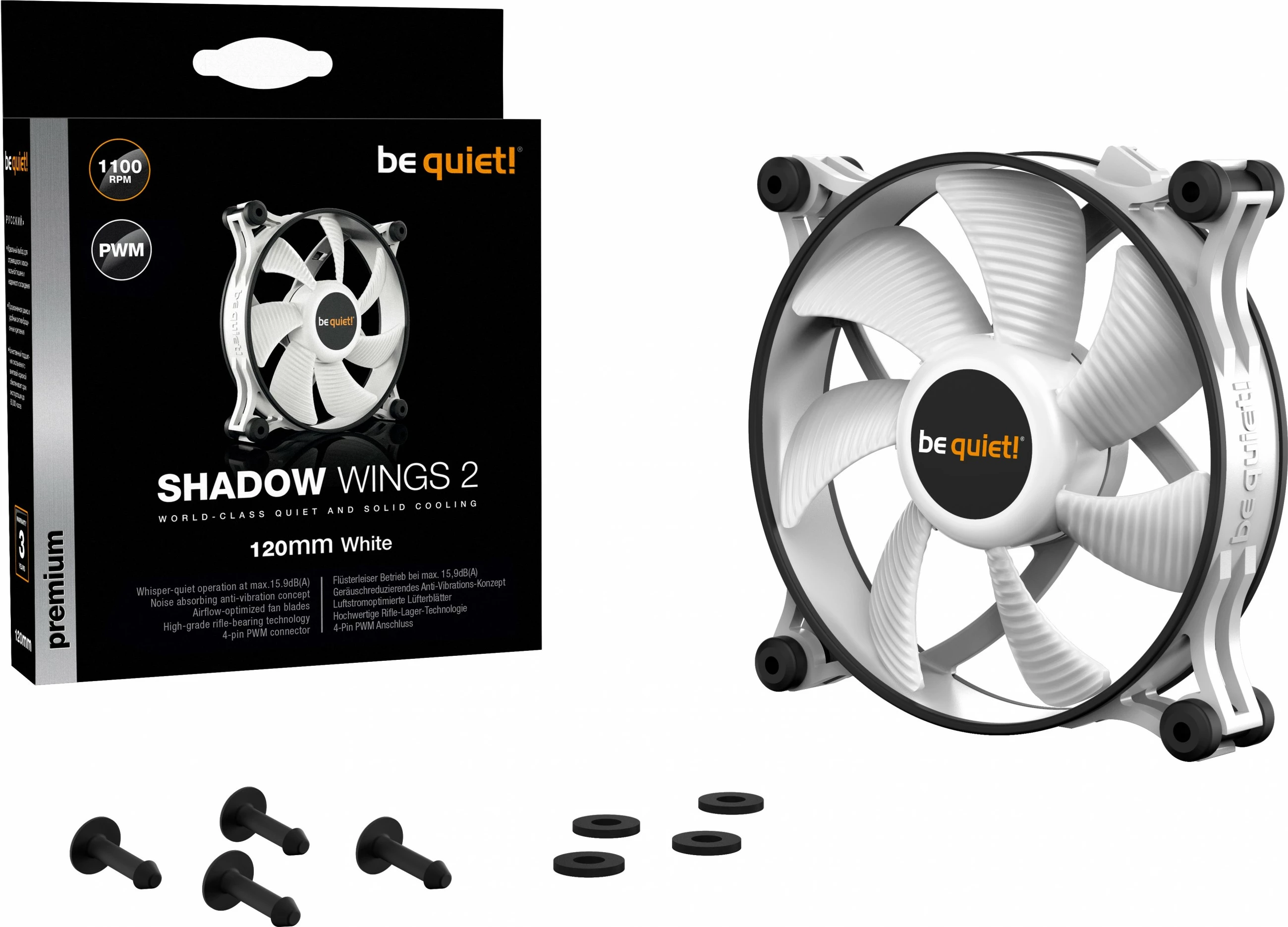 Ventilator kase Be Quiet! Shadow Wings 2 120mm PWM i bardhë