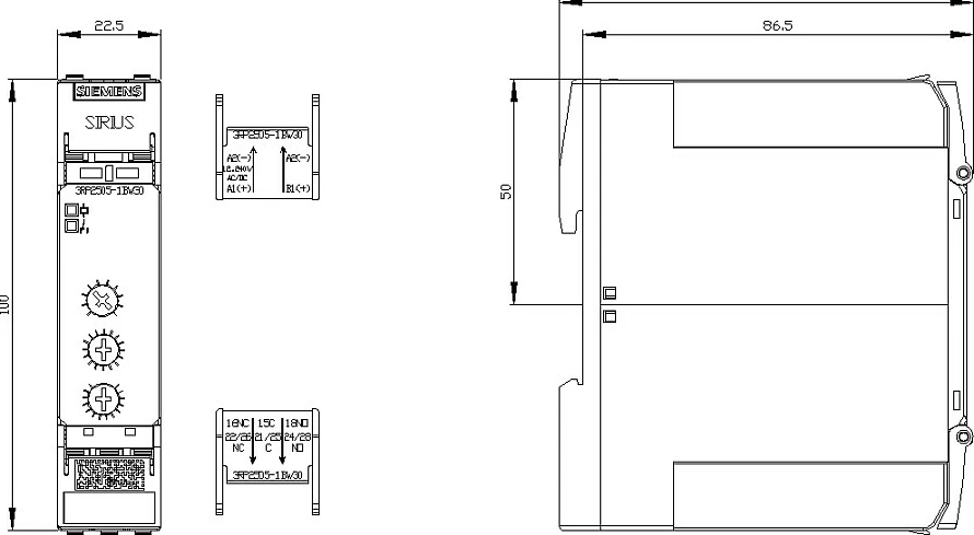Rele kohor Siemens SIRIUS 3RP2505-1BW30, multifunksional, 50-60 Hz, i zi