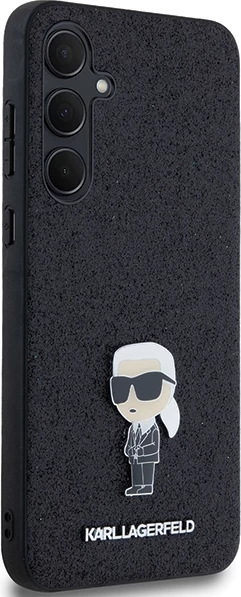 Mbështjellës Karl Lagerfeld Fixed Glitter Ikonik Logo Metal Pin për Samsung Galaxy A35, zi