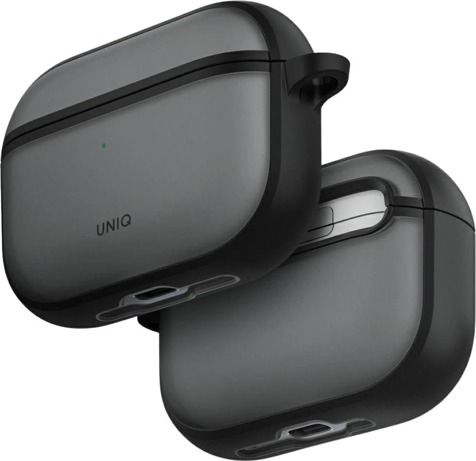 Mbështjellës UNIQ Veren për AirPods Pro 3, PC+TPU, me karabinë, kafe (smoky), në kuti