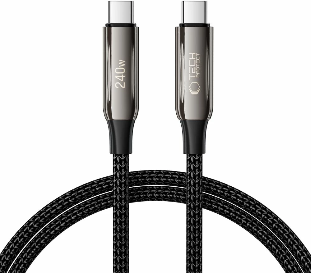 Kabllo USB-C Tech-Protect UB10T Ultraboost, 100cm, 240W, e zezë