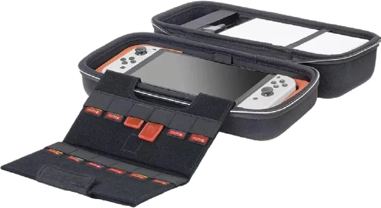 Kasë udhëtimi Nacon Traveler Deluxe System Case Medium për Nintendo Switch 2/OLED/Switch, 12 lojëra, 290×165×105 mm, e zezë