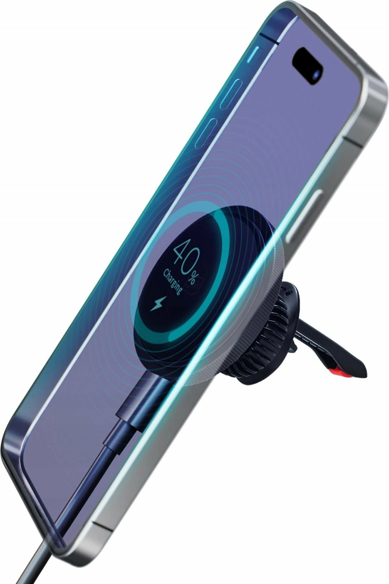 Mbajtës magnetik me karikim wireless për ventila makine 3MK Car MagCharger MagSafe 15W, i zi