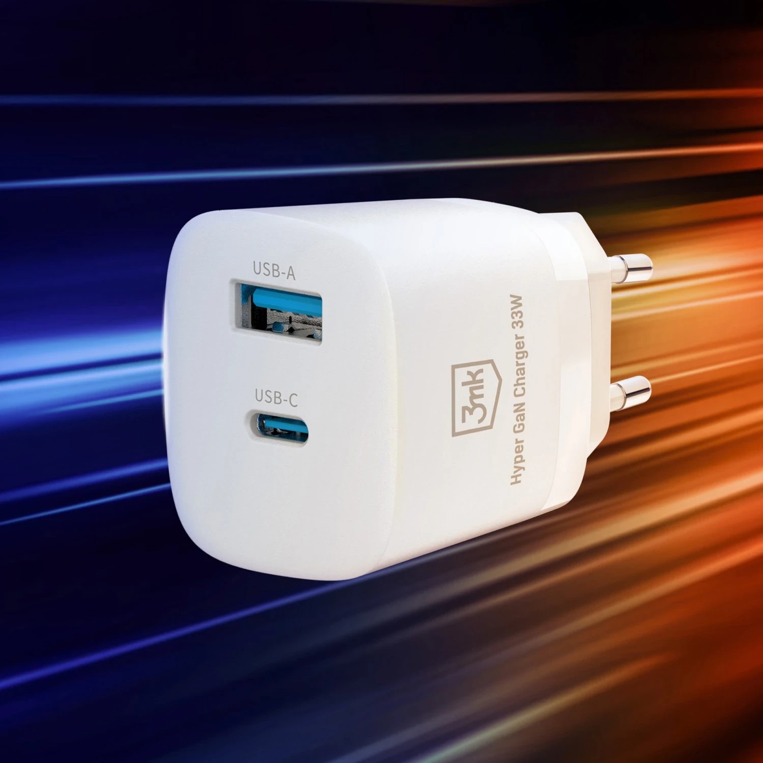 Karikues USB-A/USB-C, 3MK Hyper GaN, 33W, i bardhë 