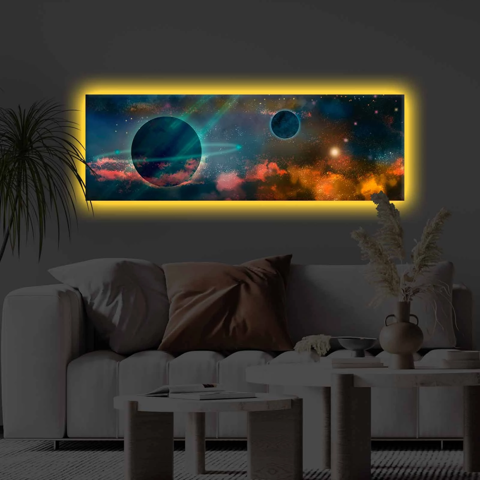 Pikturë dekorative me drita LED, shumëngjyrëshe, 30x90cm, 3090KTLGDACT-012