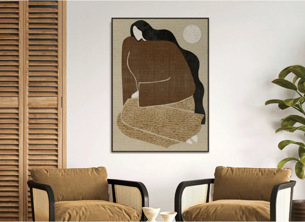 Pikturë dekorative AMIT B me kornizë, kanavacë, bezhë, kafe, e zezë, 80x120x4.3cm