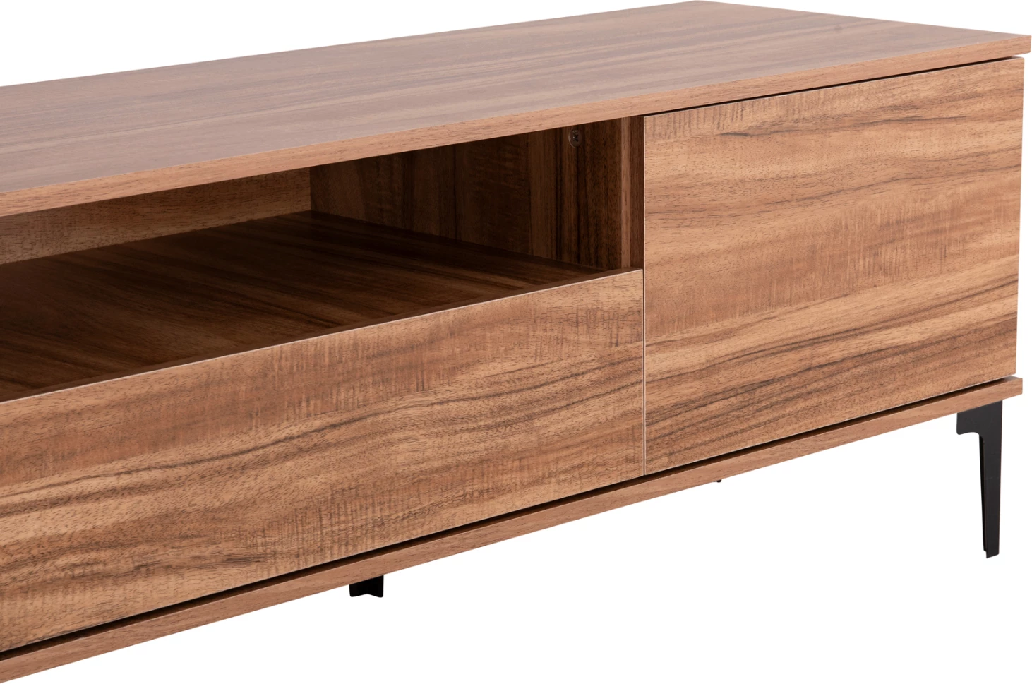 Mobilje TV, seri HARRY, FH18008.01, ngjyrë druri natyral dhe e zezë, 200x40x47,5 cm.