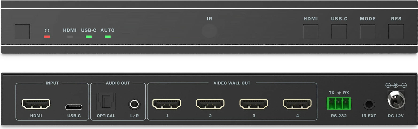 Kontrollues Video Wall Digitus, HDMI 1 në 4, 4K/30Hz, i zi