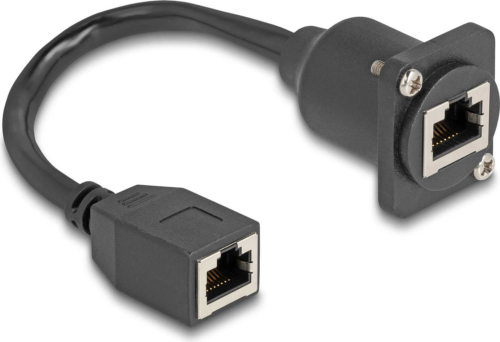 Kabllo zgjatëse rrjeti DeLOCK D-Type RJ45 Cat5e, femër-femër, 0.2 m, e zezë